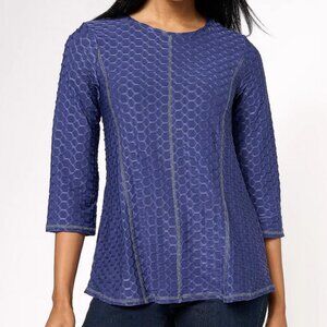 LOGO by Lori Goldstein Women's Textured 3/4 Sleeve Knit Top - Plus Sz 1X